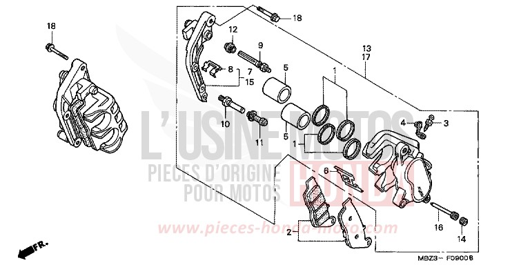 FRONT BRAKE CALIPER for Hornet S CANDY TAHITIAN BLUE (PB215) from 2000